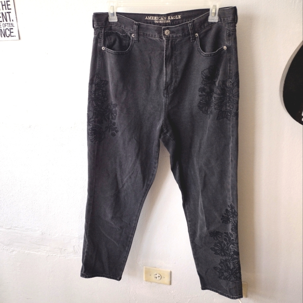 Embroidered Mom Jeans American Eagle